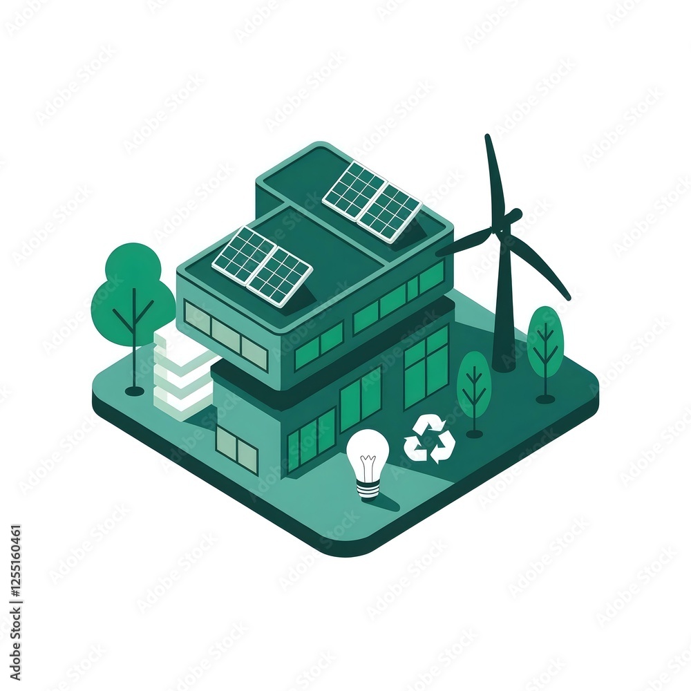 Eco-Friendly Vector Building Featuring Solar Panels and Wind Turbines – Perfect for Renewable Energy, Green Architecture, and Sustainable Living Designs Eco-Friendly Vector Building Featuring Solar Panels and Wind Turbines – Perfect for Renewable Energy, Green Architecture, and Sustainable Living Designs