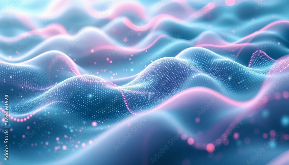 Fototapeta premium Abstract Digital Waves with Flowing Data Stream and Dynamic Light