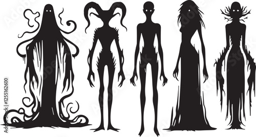 Horror ghost vector Scary character Ghost silhouette