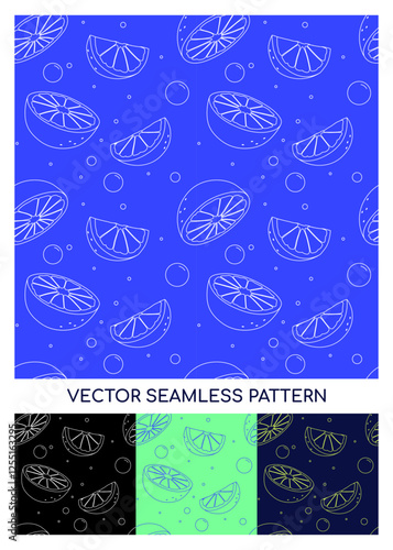 Vector seamless linear pattern with citruces