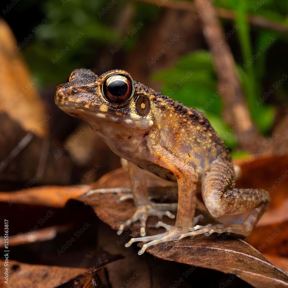 Colorful Frog on Leaf in Natural Habitat Colorful Frog on Leaf in Natural Habitat