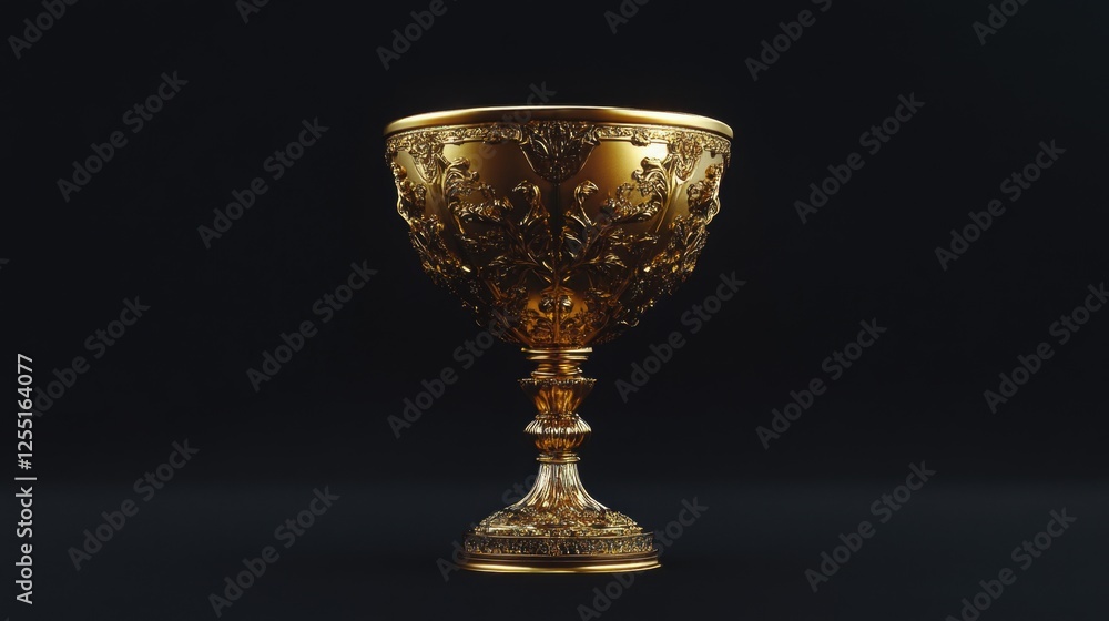 Golden trophy cup on a black background. Golden trophy cup on a black background.