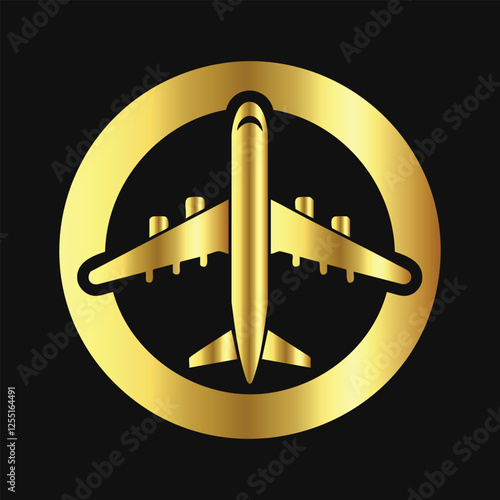 Sleek Golden Airplane Silhouette for Travel Branding
