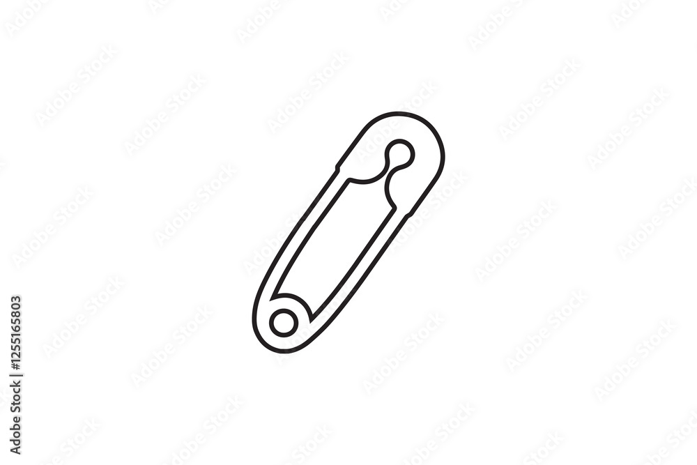 safety pin icon vector silhouette isolated in white background safety pin icon vector silhouette isolated in white background