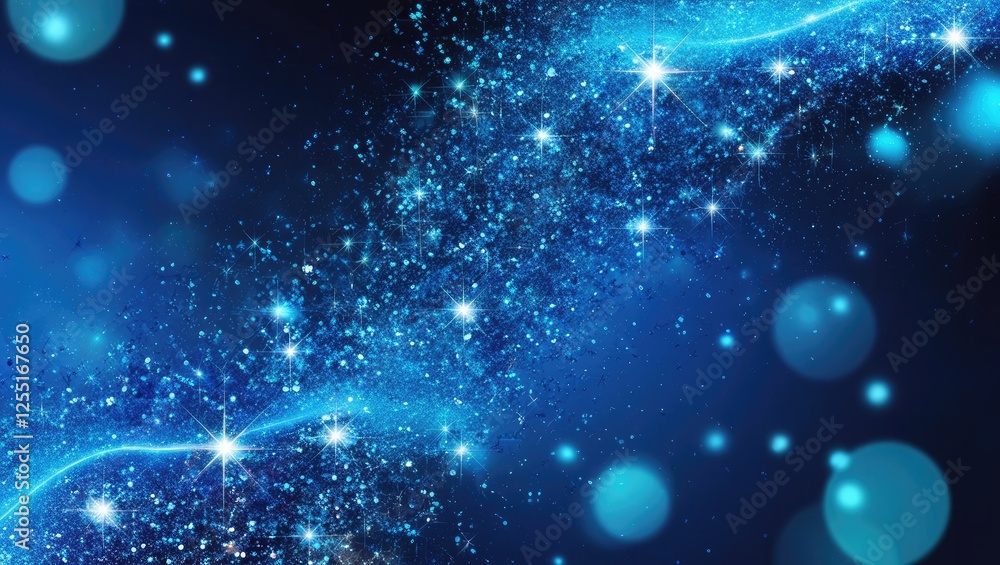 Obraz premium A dazzling display of blue glitter and sparkling lights.