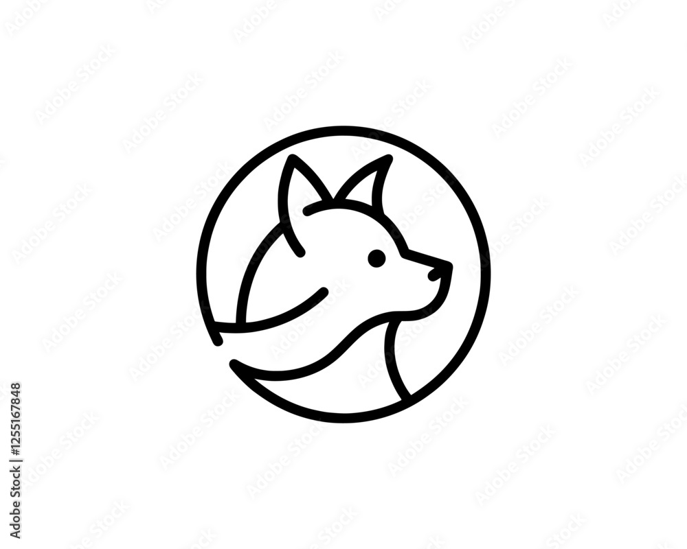 Minimal Line Art Dog Outline Logo Design Icon Symbol Vector Template Minimal Line Art Dog Outline Logo Design Icon Symbol Vector Template