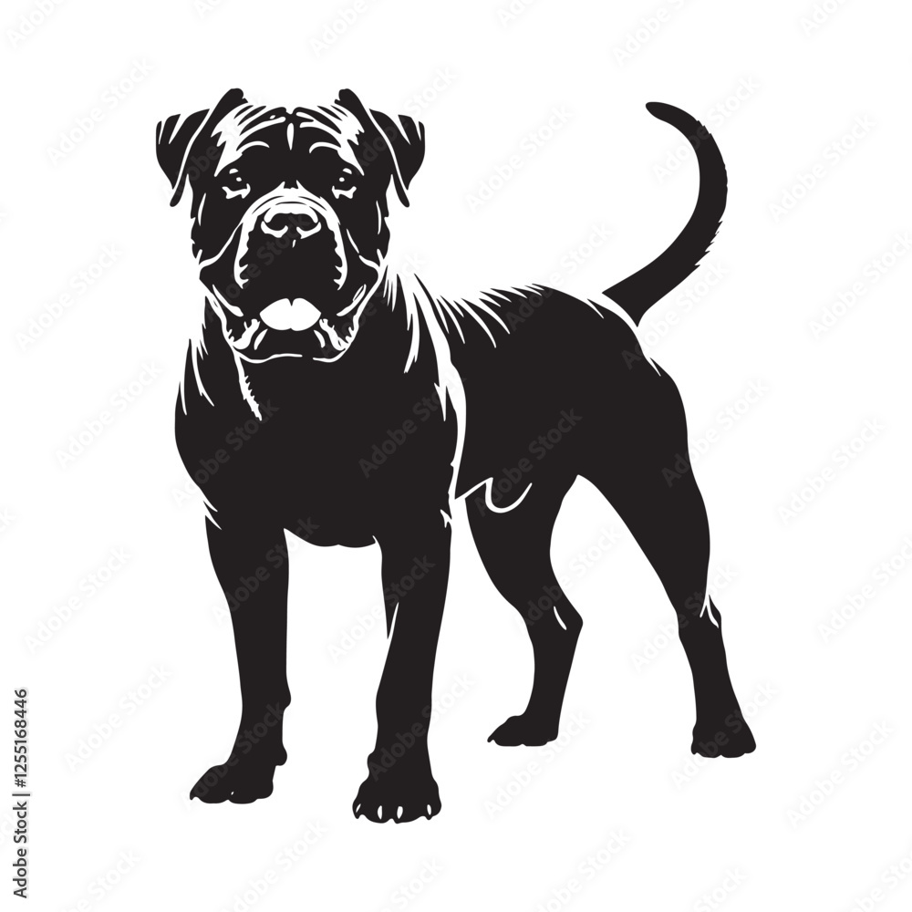 Obraz premium Classic yet modern Dogo Argentino silhouette with artistic balance - Dogo Argentino illustration - minimal Dogo Argentino vector - dog silhouette 