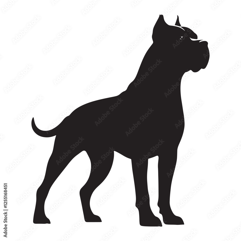 Striking Dogo Argentino silhouette perfect for branding and prints - Dogo Argentino illustration - minimal Dogo Argentino vector - dog silhouette
Striking Dogo Argentino silhouette perfect for branding and prints - Dogo Argentino illustration - minimal Dogo Argentino vector - dog silhouette