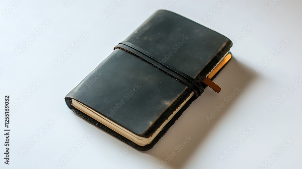 Dark Leather Notebook on White Background Dark Leather Notebook on White Background