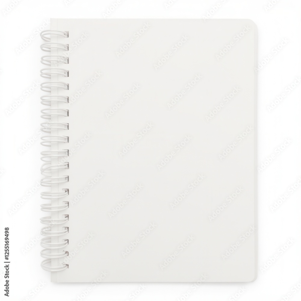 A plain white spiral notebook with a clean cover, perfect for notes, sketches, or journaling. A plain white spiral notebook with a clean cover, perfect for notes, sketches, or journaling.
