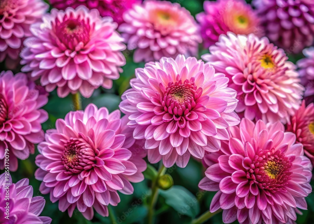 Aerial view: a breathtaking autumn panorama of pink chrysanthemums blooming in vibrant profusion. Aerial view: a breathtaking autumn panorama of pink chrysanthemums blooming in vibrant profusion.