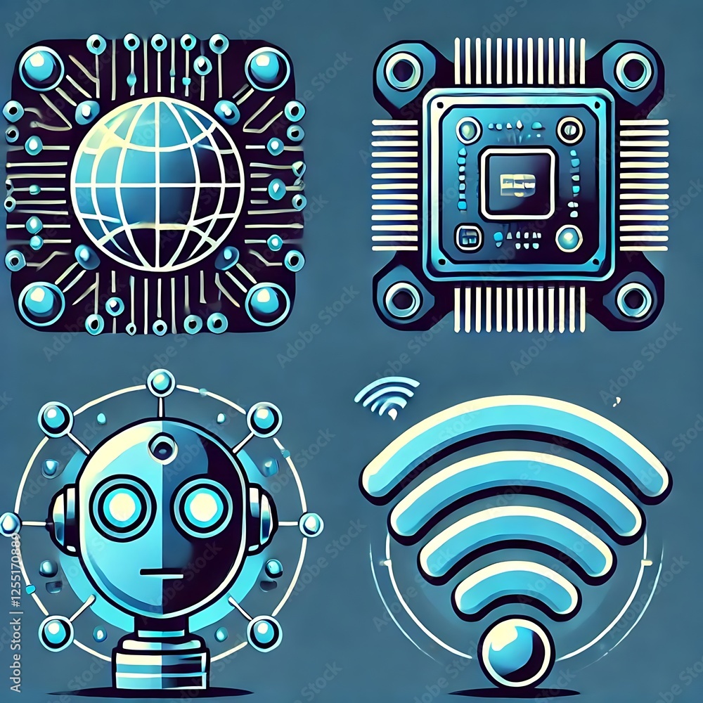 Fototapeta premium Futuristic Tech Icons for Modern Applications