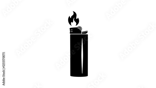 Fire lighter symbol, black isolated silhouette