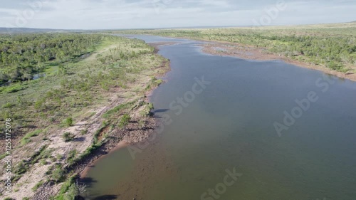 Flyover Pentecost River In The Kimberley Region Of Western Australia. Aerial Drone Shot photo