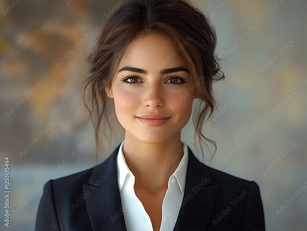 Professional Woman in Tailored Black Suit Professional Woman in Tailored Black Suit