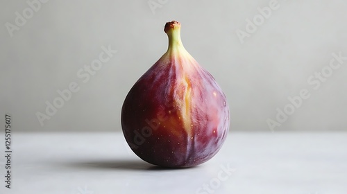 Single fig on a white surface photo