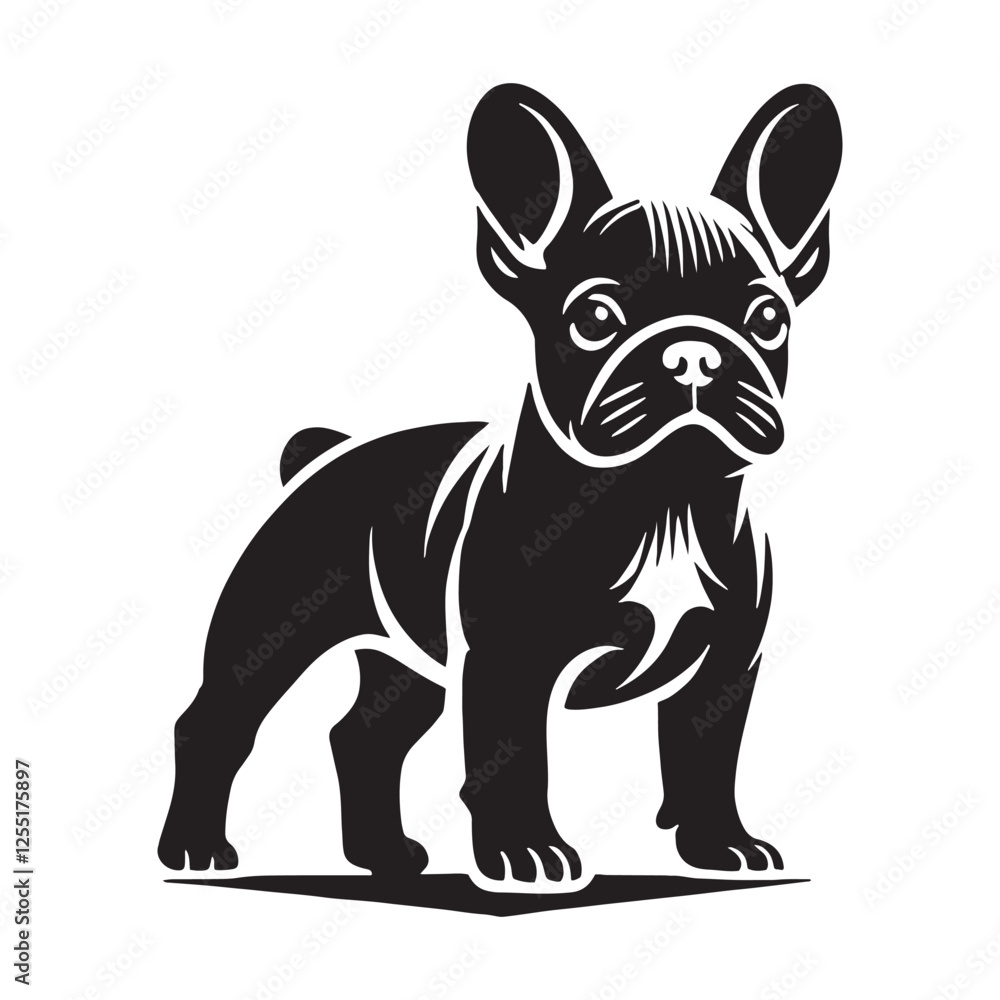 Obraz premium French Bulldog silhouette designed for pet lovers and creative branding - French Bulldog illustration - minimal French Bulldog vector - dog silhouette 