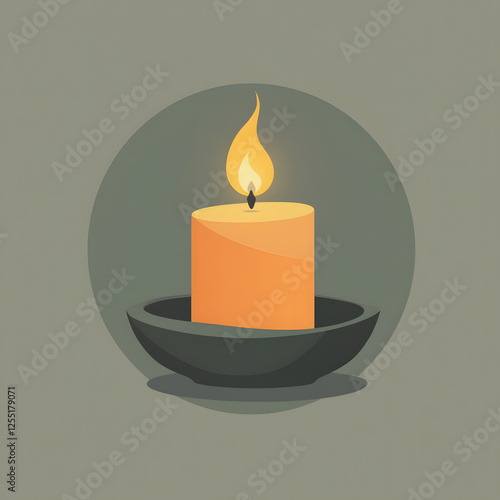 Wallpaper Mural Elegant vector candle symbol with soft light and warm hues, created in a minimalist flat design style for meditation, decor, wellness, branding, and relaxation aesthetics Torontodigital.ca