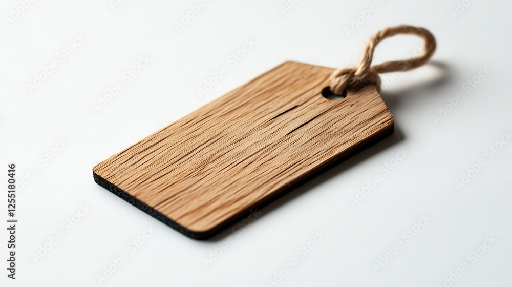 Fototapeta premium Wooden tag on white background