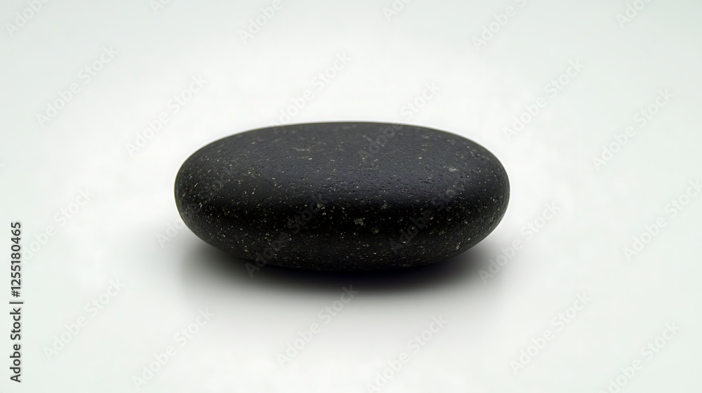 Smooth dark stone on white background, for relaxation or meditation Smooth dark stone on white background, for relaxation or meditation
