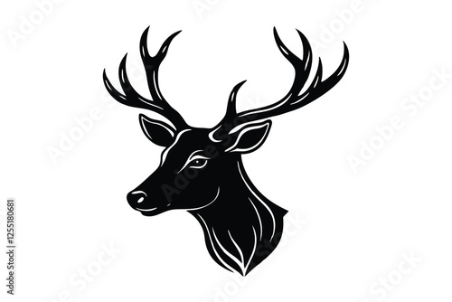 Silhouette illustration of a stag?s head vector art illustration.eps