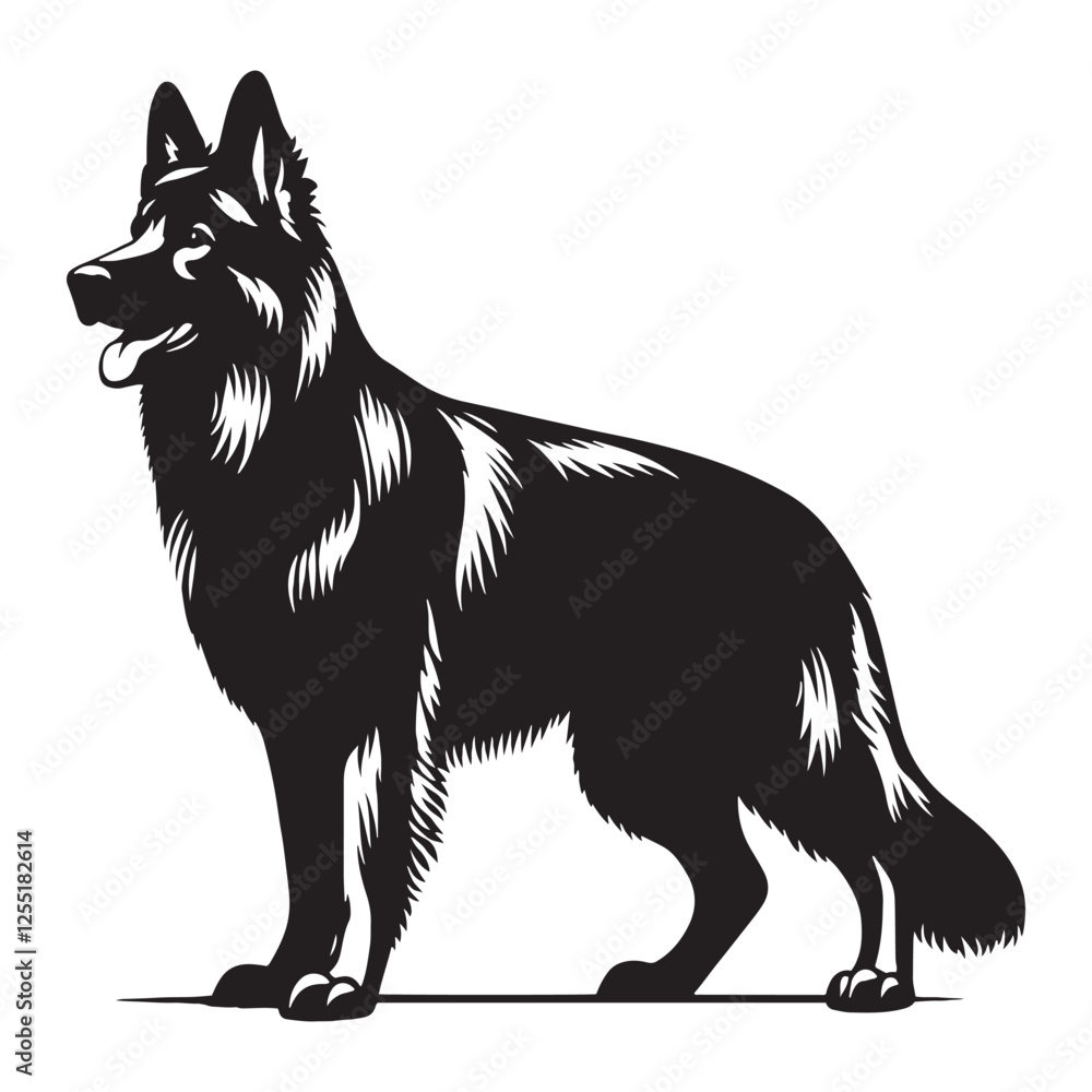 Fototapeta premium Premium German Shepherd silhouette crafted for high-end visuals - German Shepherd illustration - minimal German Shepherd vector - dog silhouette 