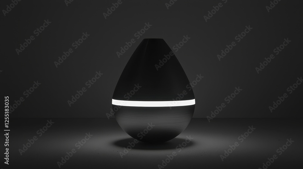 Sleek Teardrop-Shaped Brushed Aluminum Object Glows on Smooth Surface Sleek Teardrop-Shaped Brushed Aluminum Object Glows on Smooth Surface
