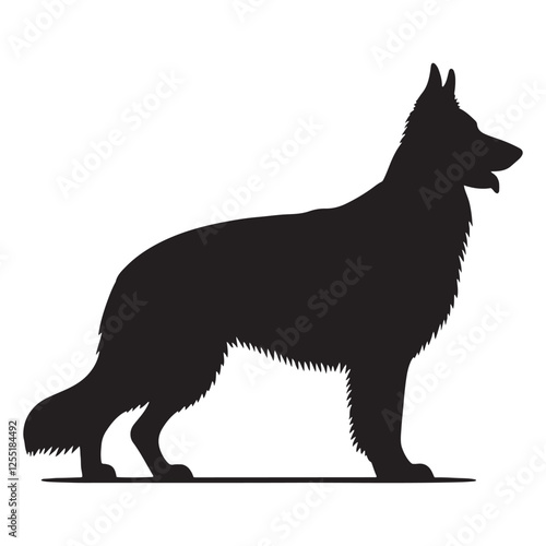 Sleek German Shepherd silhouette capturing agility and intelligence - German Shepherd illustration - minimal German Shepherd vector - dog silhouette
