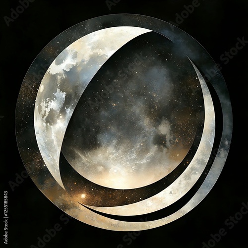 Abstract moon in cosmic circle, possibly for space theme photo