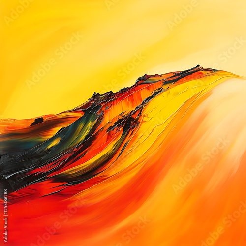 Abstract painting of a vibrant mountain range photo