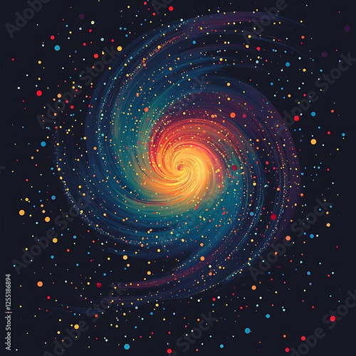 Abstract swirling galaxy artwork, space design for backgrounds or posters, artistic cosmos photo