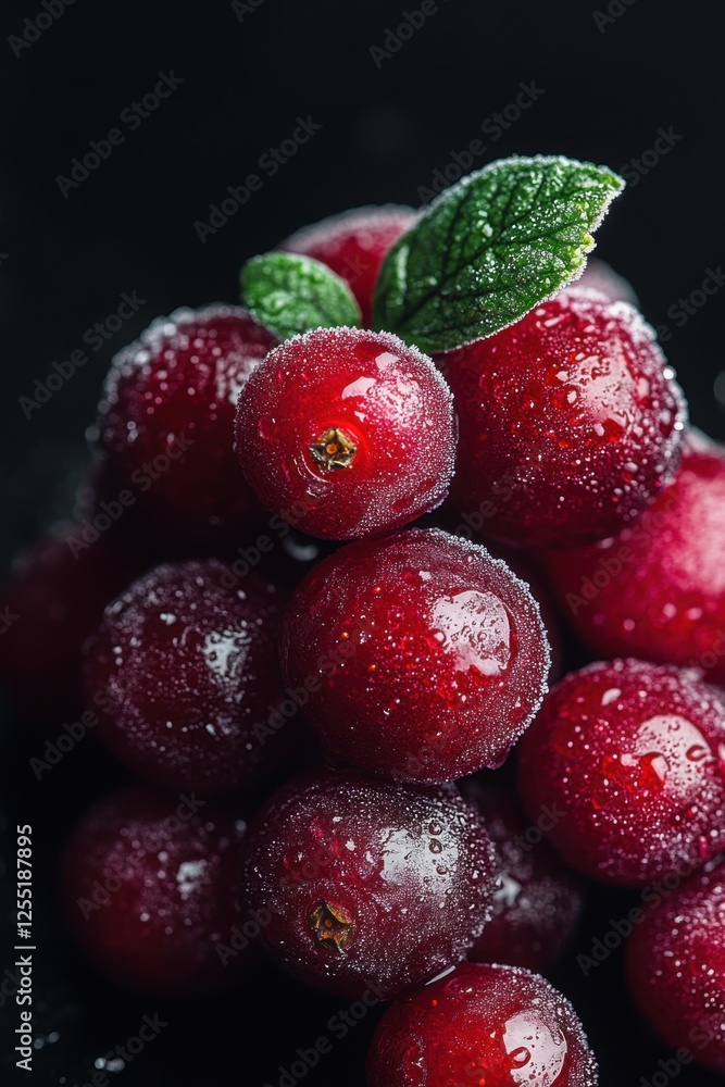 Fresh red grapes with dew on black background Fresh red grapes with dew on black background