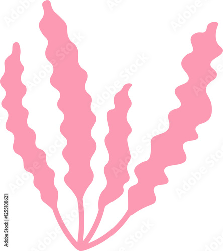 Minimalist vector illustration featuring pink seaweed swaying gracefully in the ocean current, evoking a serene and calming underwater atmosphere filled with natural beauty