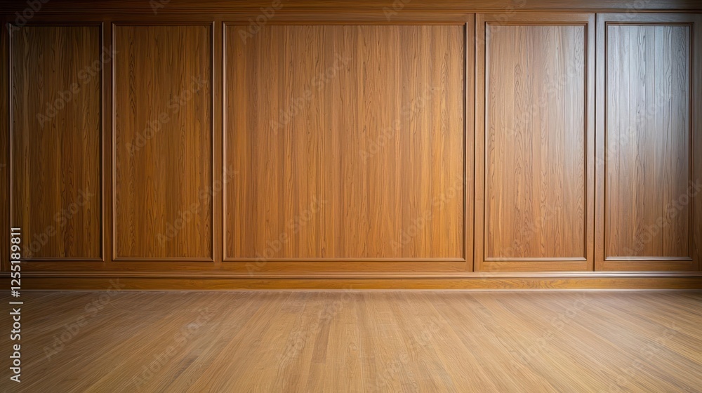 Empty Room With Brown Wooden Wall And Floor Empty Room With Brown Wooden Wall And Floor