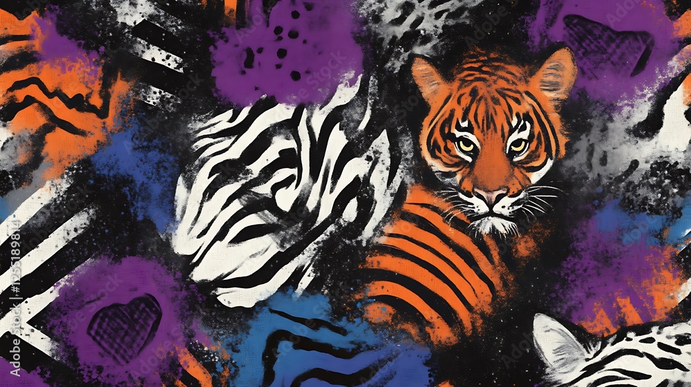 Obraz premium Abstract Tiger Zebra Artwork Splash Paint Design