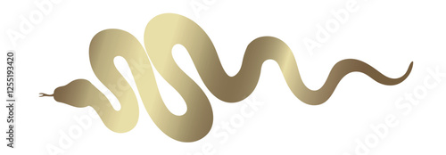 Golden snake silhouette. Wriggling snake silhouette isolated on transparent background