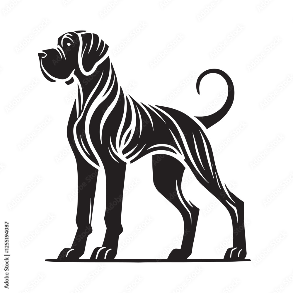 Obraz premium Powerful Great Dane silhouette highlighting its strong presence - Great Dane illustration - minimal Great Dane vector - dog silhouette 