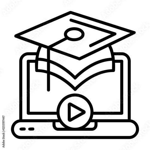 Educational video Outline Style Icon