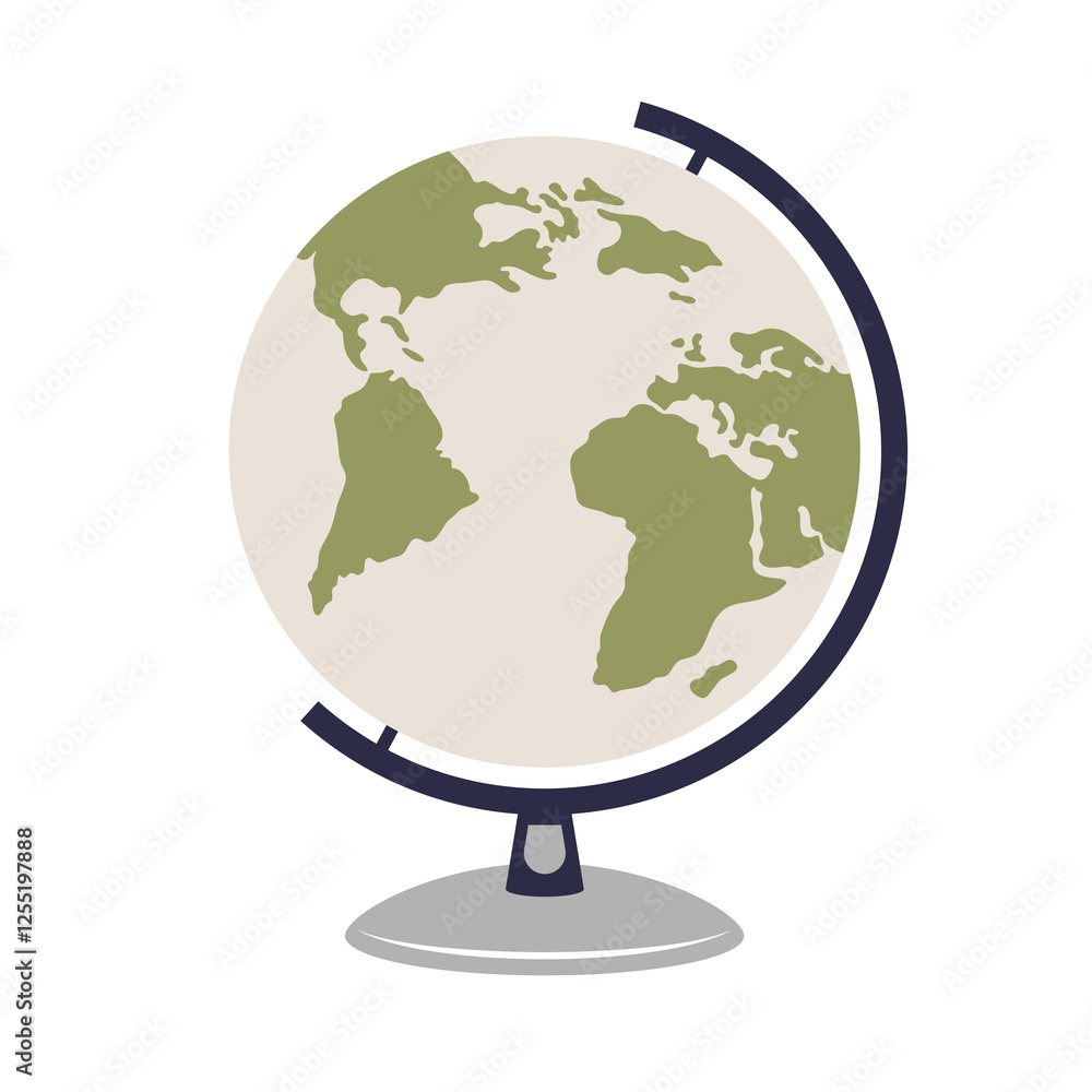Globe In Flat Vector Illustration Symbolizing Geography, World Exploration, Global Education, And Travel, Isolated On White Background Globe In Flat Vector Illustration Symbolizing Geography, World Exploration, Global Education, And Travel, Isolated On White Background
