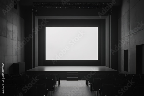 Empty Modern Theater or Auditorium with Blank Screen