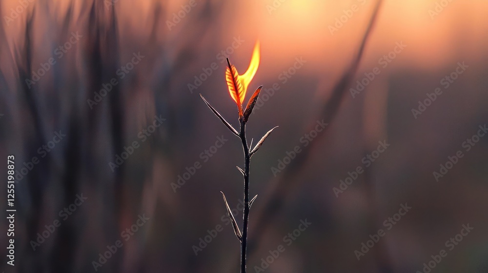 Burning Torch In Grassy Field At Sunset Burning Torch In Grassy Field At Sunset