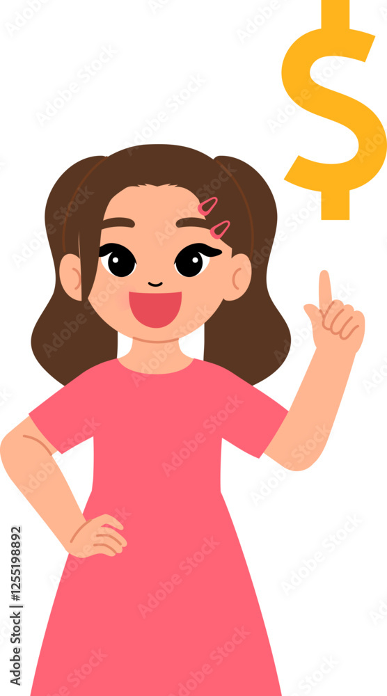 smiling girl with dollar sign illustration smiling girl with dollar sign illustration