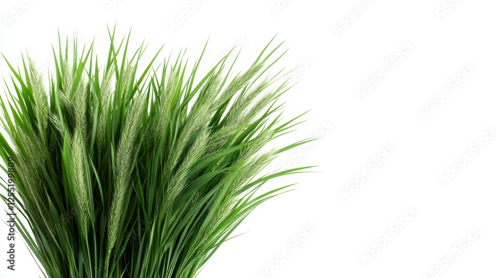 Obraz premium Artificial Decorative Grass Bunch Against White Background
