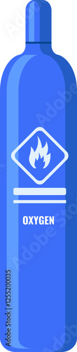 Oxygen tank featuring a prominent flammable warning sign, emphasizing the critical importance of safety measures and the careful handling of hazardous materials in various environments