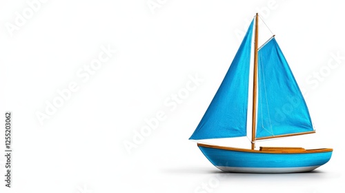 Blue Sailboat Illustration On White Background