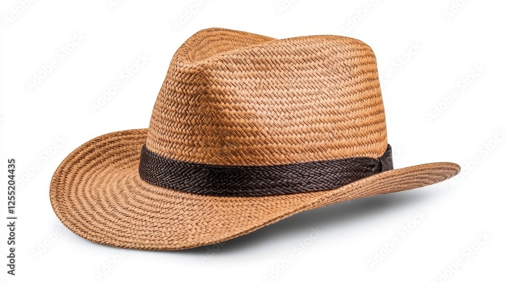 Brown Straw Cowboy Hat Isolated On White Background Brown Straw Cowboy Hat Isolated On White Background