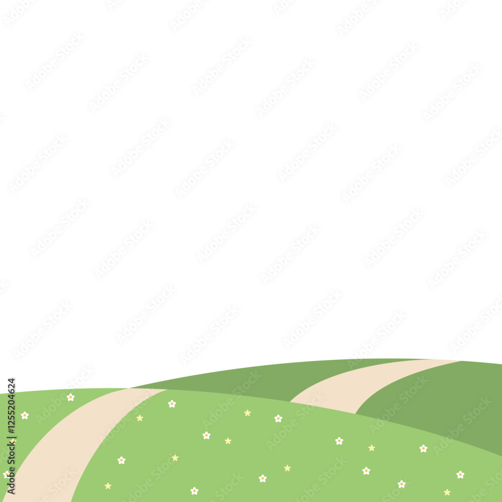 Fototapeta premium Green Hill landscape illustration