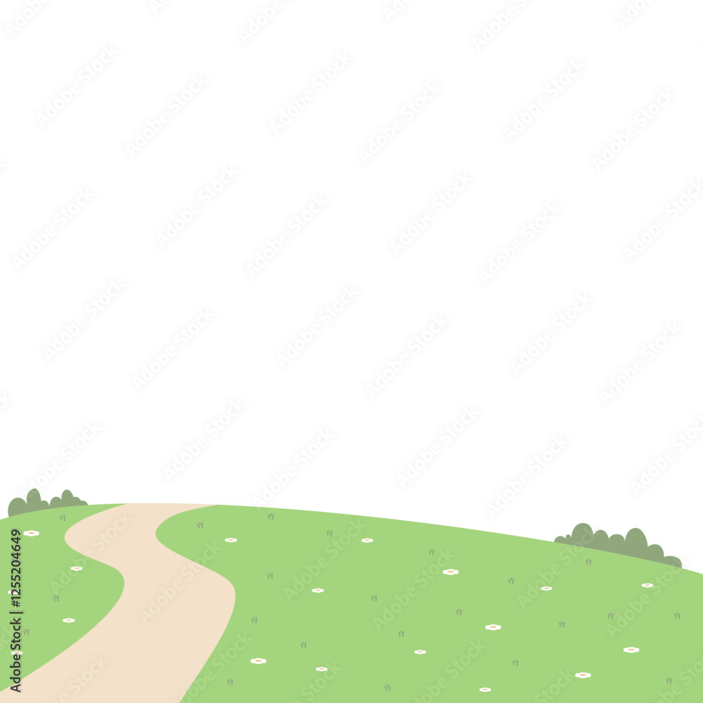 Obraz premium Green Hill landscape illustration