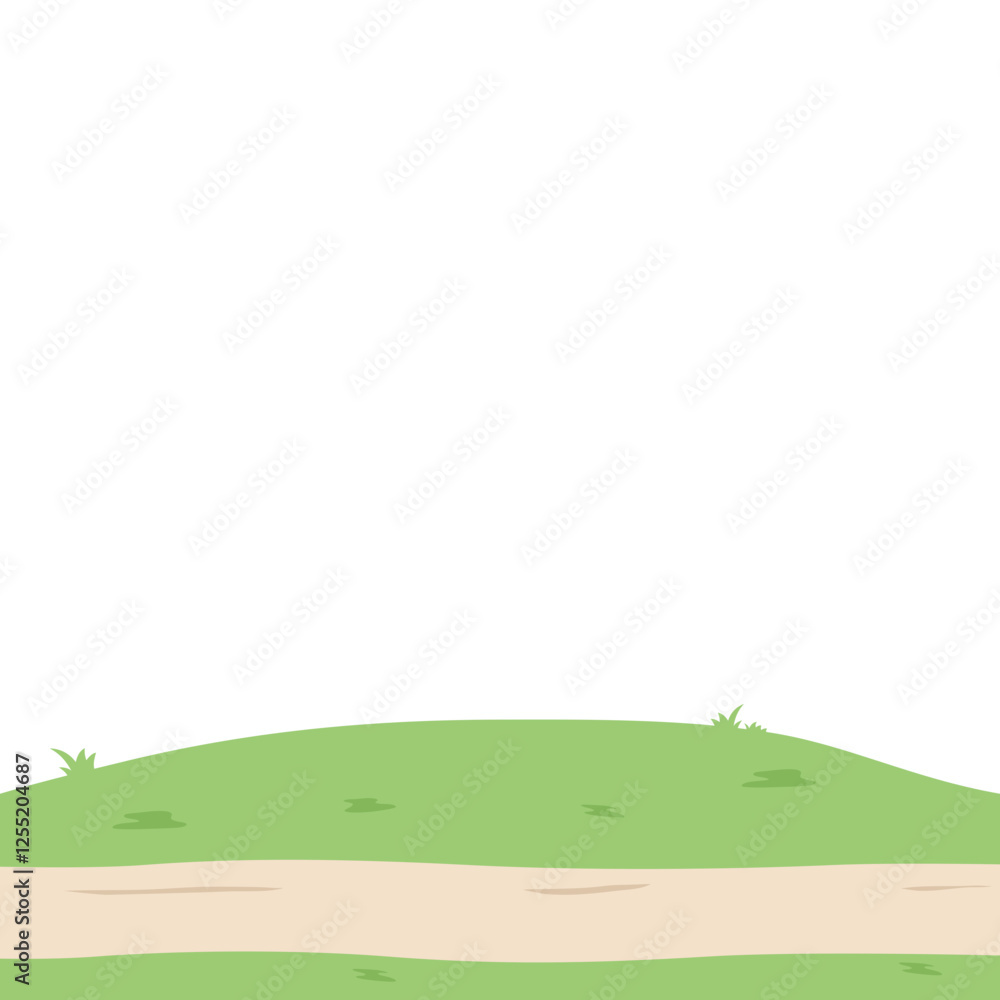 Obraz premium Green Hill landscape illustration
