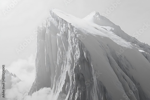 Dramatic Alpine Scene of Mountain Peak in Mist. photo